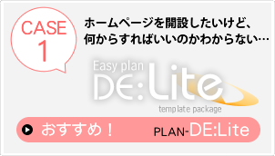 ホームページを開設したいけど、何からすればいいのかわからない・・・そんな方のための『DE：Lite』プランです。